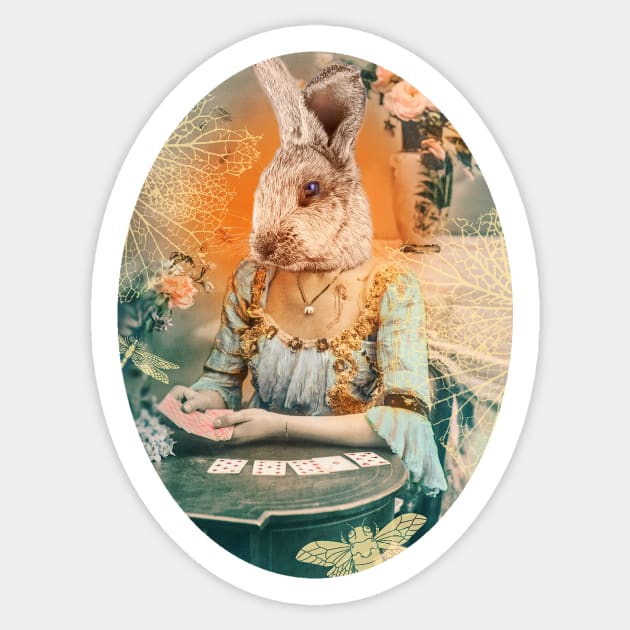 Go Ask Alice White Rabbit blue orange Sticker by sandpaperdaisy